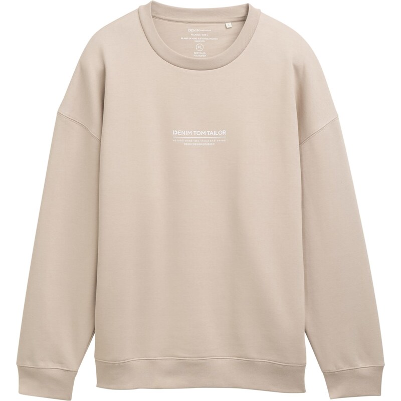 TOM TAILOR DENIM Mikina sivobéžová / biela 61642320