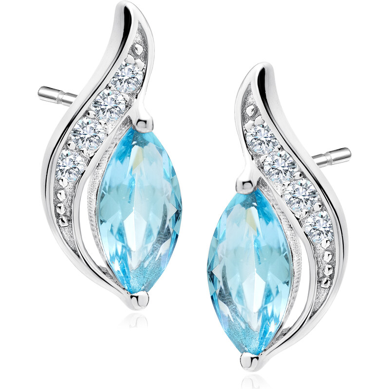 Olivie Strieborné náušnice s akvamarínovým zirkónom 0750 9398819