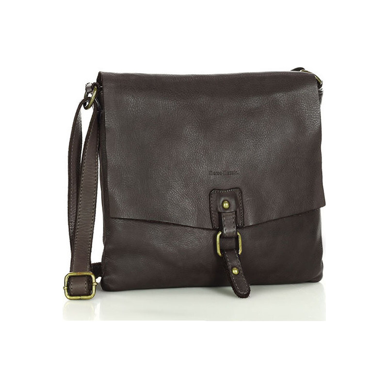 MARCO MAZZINI Kožená crossbody kabelka - tmavohnedá v46c 17642347