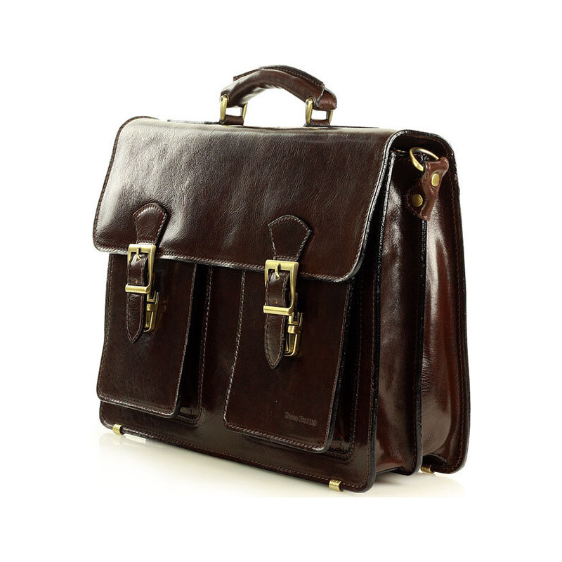 MARCO MAZZINI Pánska hnedá kožená aktovka (34c) 20133662