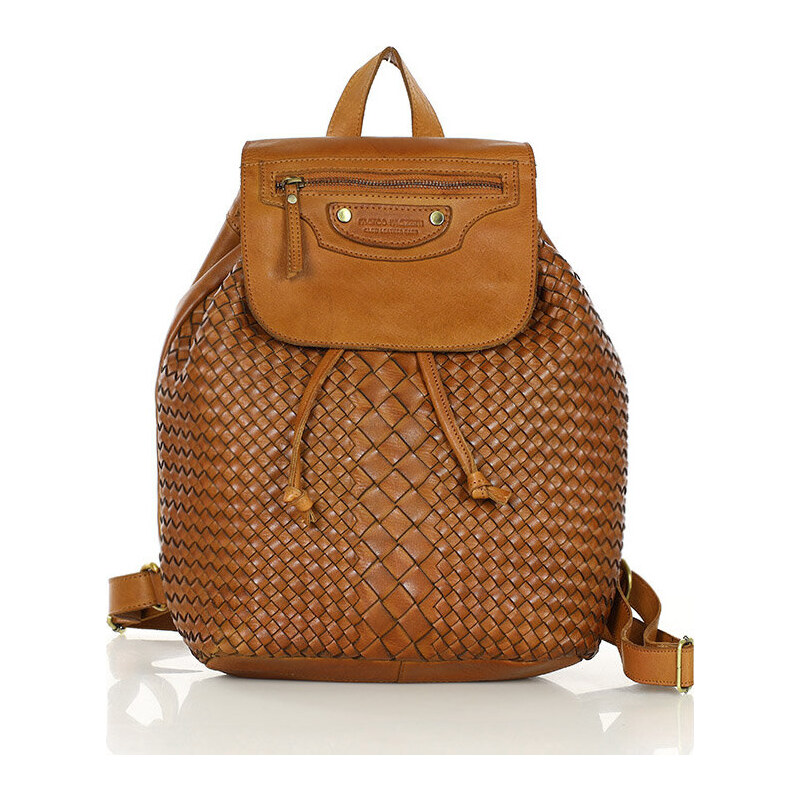 MARCO MAZZINI Pletený kožený batoh - hnedý (VS13b) 41661285