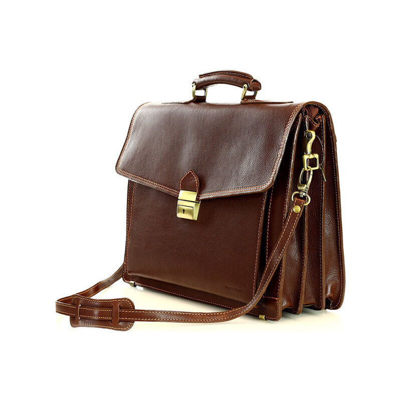 Marco MAZZINI Pánska hnedá kožená aktovka LORIS 33b 784360