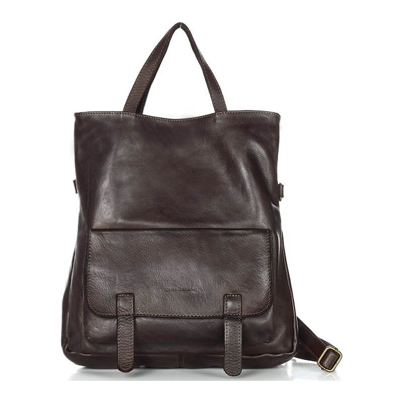 MARCO MAZZINI Tmavo hnedá kabelka / batoh z kože (v166e) 28722592