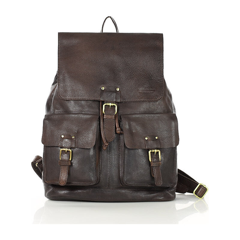 MARCO MAZZINI tmavohnedý kožený batoh s vreckami (VS21c) 47337720