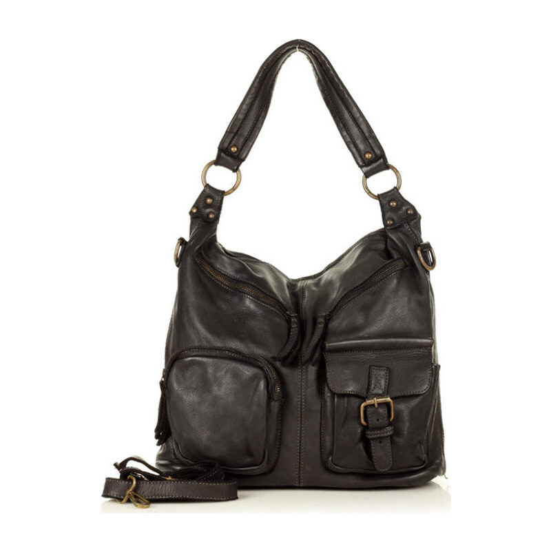 Genuine Leather MARCO MAZZINI tmavohnedá kabelka v23a 12051349