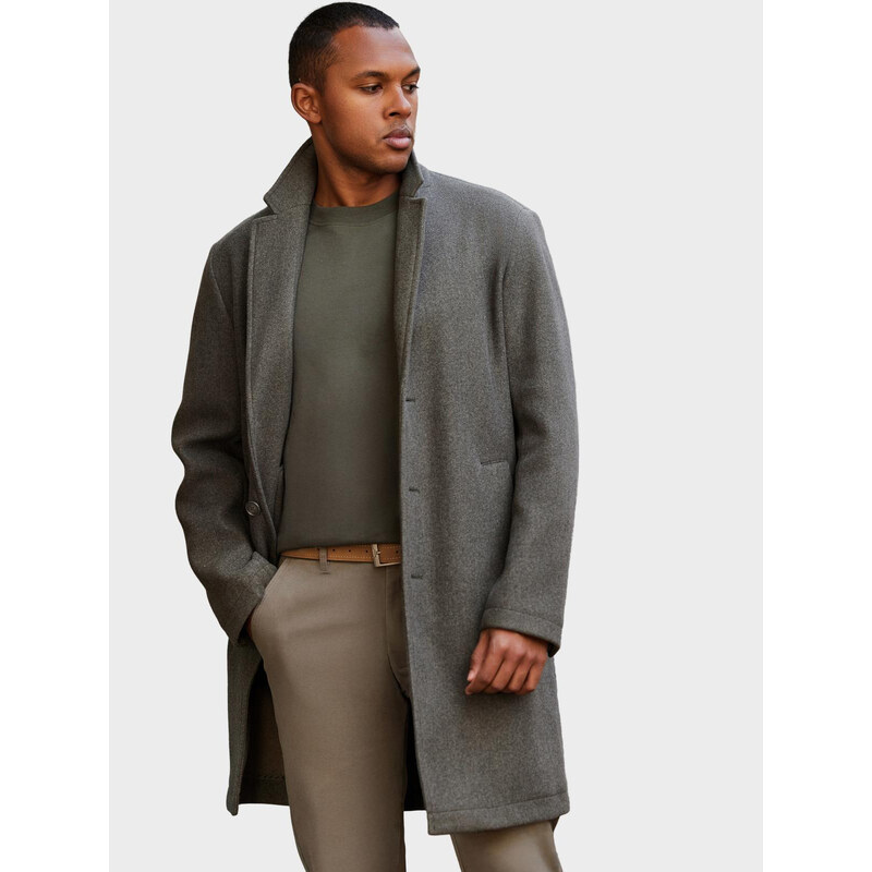 Ombre Mens lightweight single-breasted coat - graphite-khaki 65534246