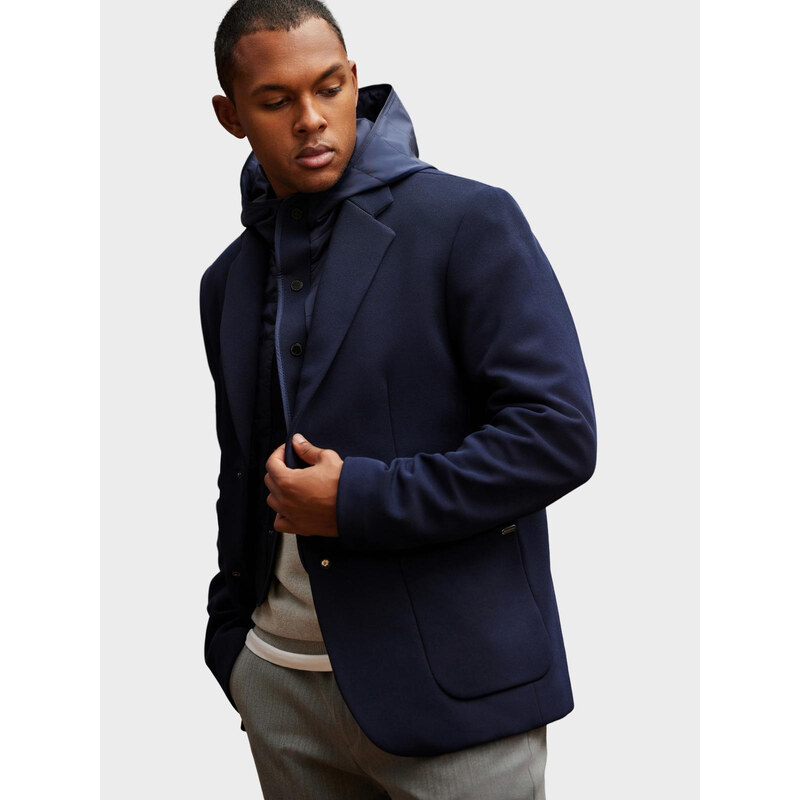 Ombre Mens jacket with hooded lining and high collar - navy blue 64782512