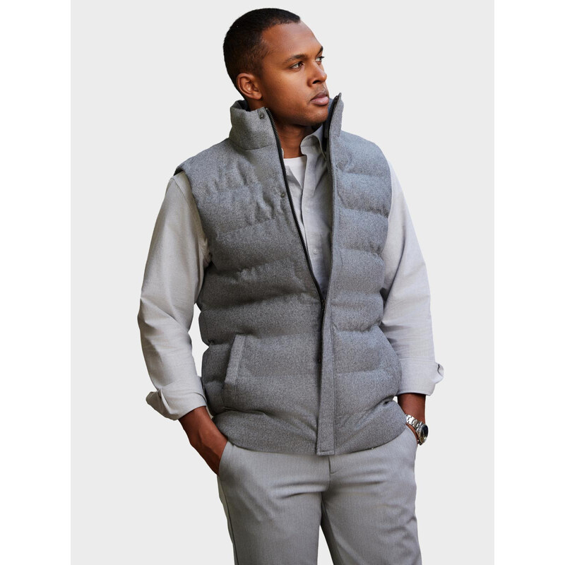Ombre Mens quilted wool sleeveless jacket - grey melange 64785923