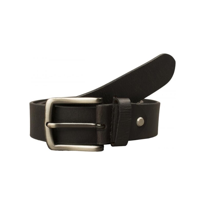Pevný Kožený Opasok Buffalo so striebornou prackou 3,5 cm Čierny 61660573