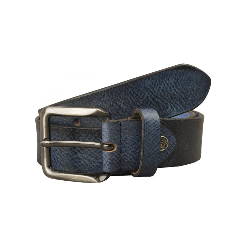 Pevný Kožený Opasok Buffalo so striebornou prackou 3,5 cm Modrý Modrá 61660574