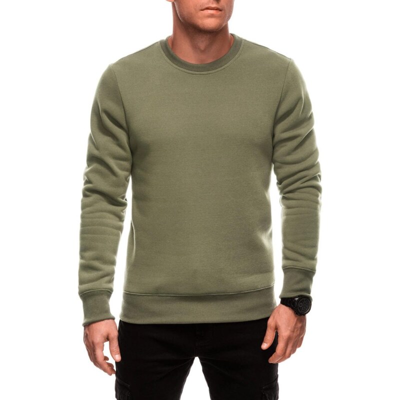 Inny Základná olivová mikina bez kapucne V2 EM-SSBN-0100 61660736