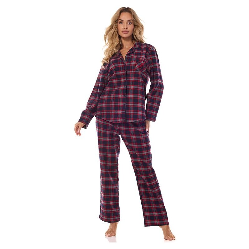L&L Flanelové pyžamo Roxy bordové káro 59829755