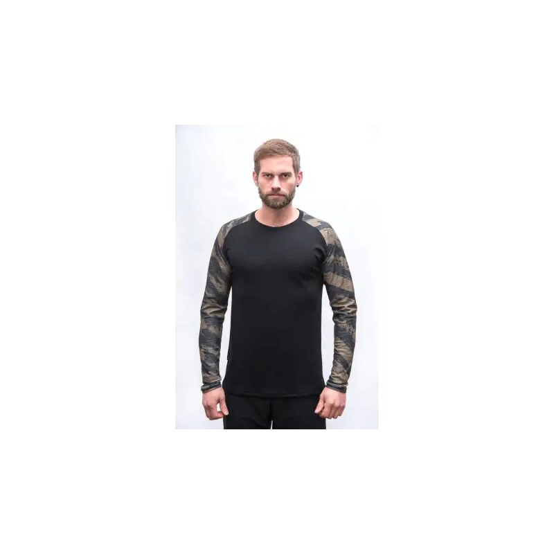 Sensor Merino Blend Impress pánske tričko dlhý rukáv čierna/brush vel. 61754774