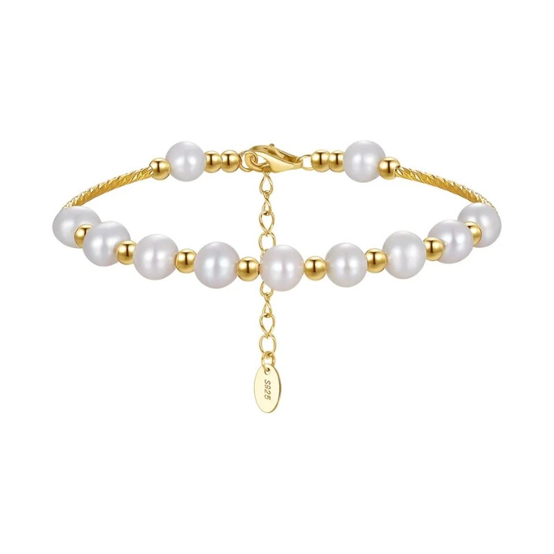 MAJYA Strieborný náramok s perlami JULIANE pozlátený 11276 64582245