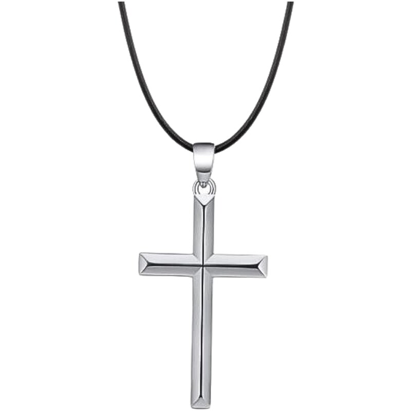 MAJYA Strieborný prívesok KRÍŽ s koženou čiernou šnúrkou 45 cm | šírka 64582291