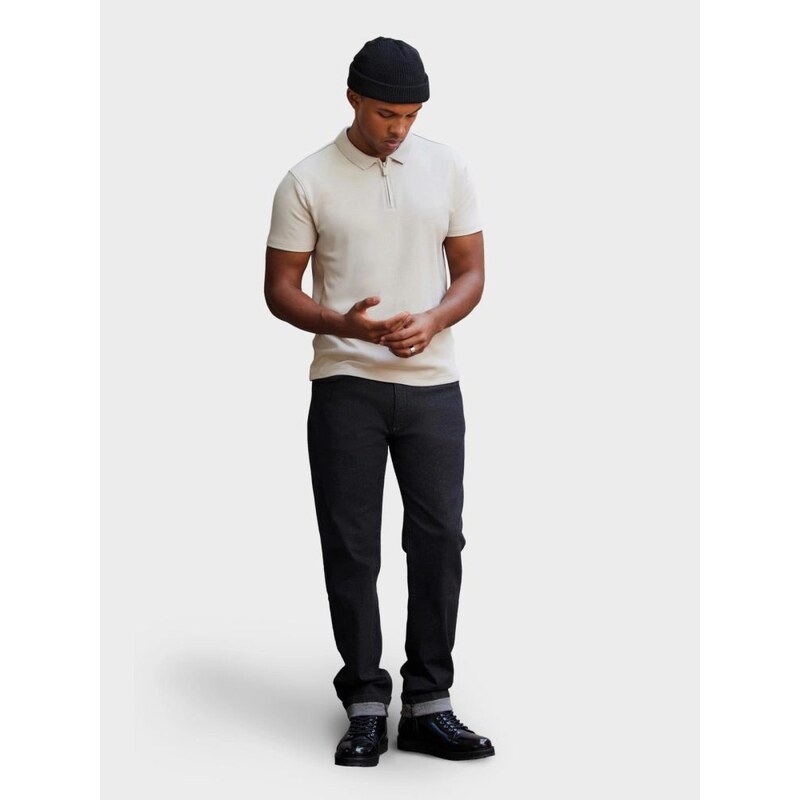 Ombre Clothing Krémová polokošeľa ozdobným zipsom V3 POSS-0132 60782289