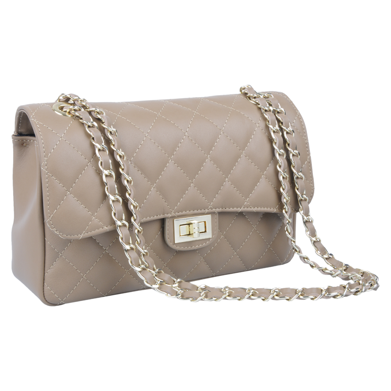 Béžová kožená talianska crossbody kabelka Eliana Cappuccino Scura 61689035
