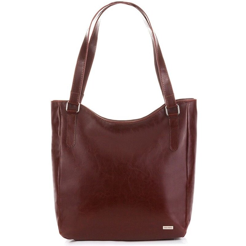 Kožená shopper kabelka PAOLO PERUZZI Z-09 BR hnedá 61689164