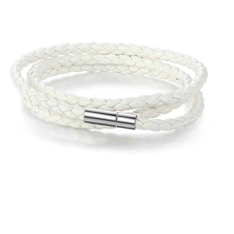 Ligot Kožený pletený náramok biely 60205878