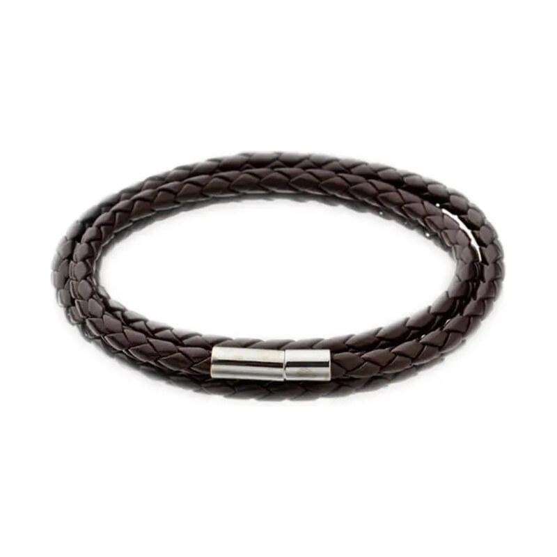 Ligot Kožený pletený náramok hnedý 61689305