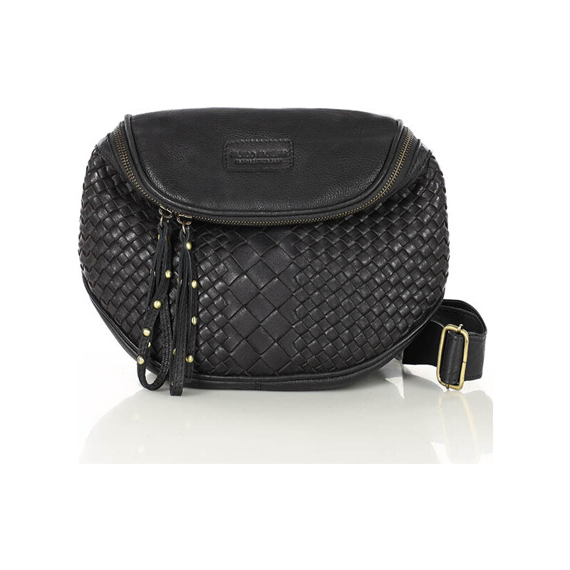 MARCO MAZZINI Kožená pletená crossbody - čierna (VS8a) 44453811