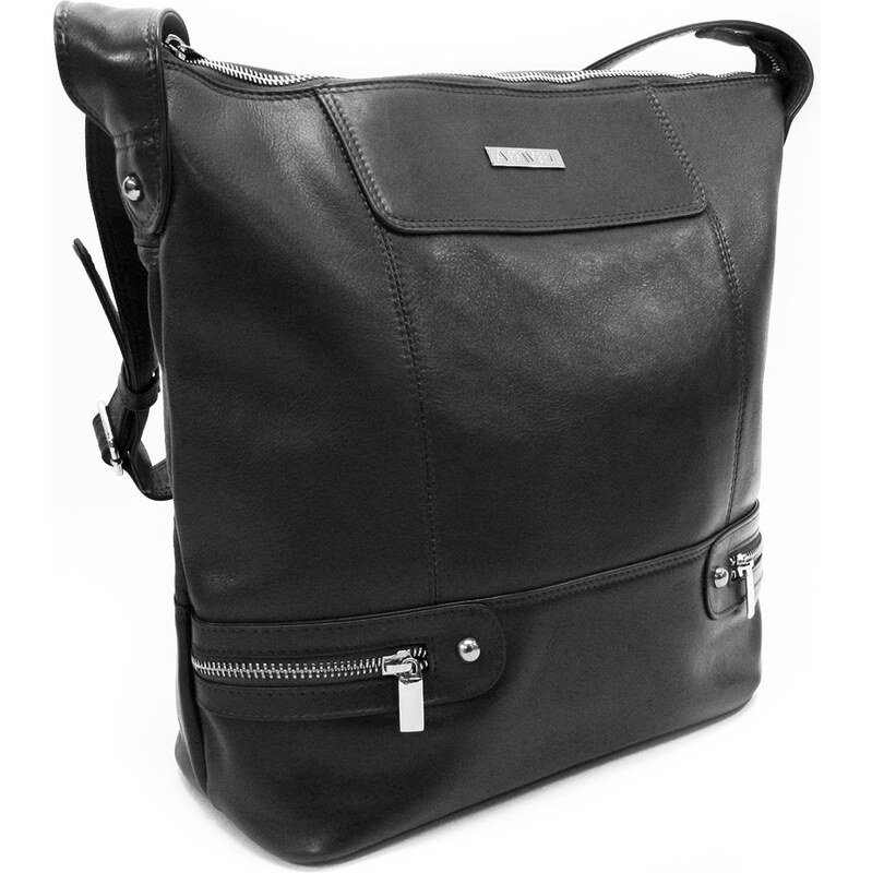 Arwel Čierna dámska kožená kabelka 212-6933-60 VT 66089655