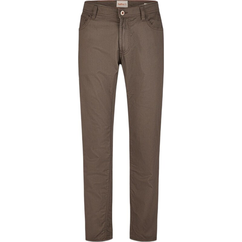 Pánske hnedé nohavice saténová bavlna HATTRIC modern fit 61703930