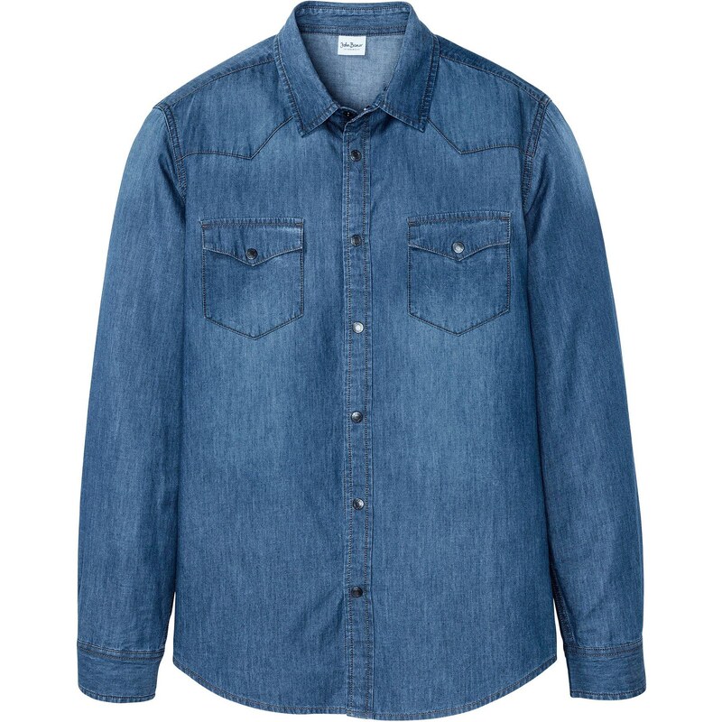 bonprix Džínsová košeľa Slim Fit, z čistej bio bavlny, farba modrá 44733079