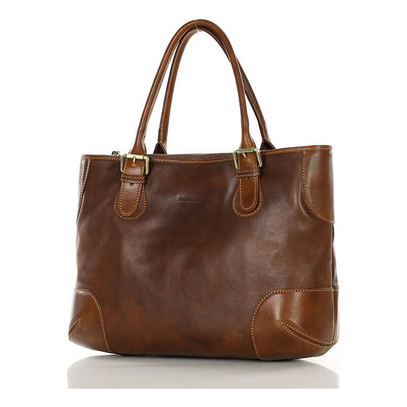 MARCO MAZZINI hnedá kožená shopper kabelka (419b) 49825310