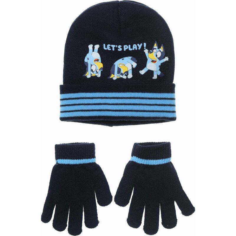 BASIC Tmavomodrý chlapčenský set čiapky a rukavíc Bluey 65151319