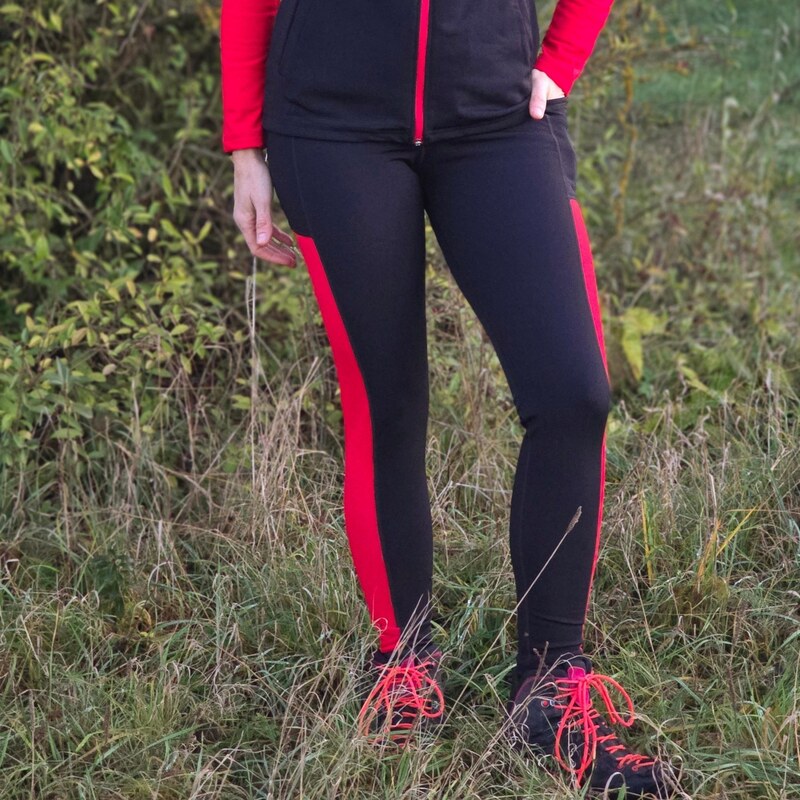 TERMOVEL Čierno-červené dámske funkčné legíny