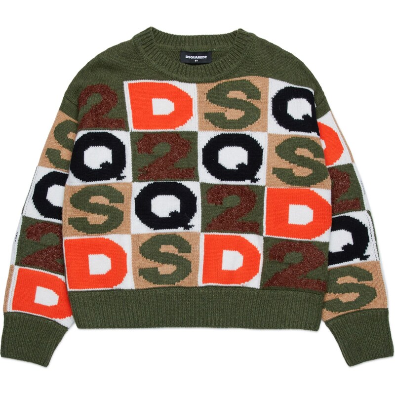 DSQUARED2 Sveter béžová / zelená / červená / biela 62217269