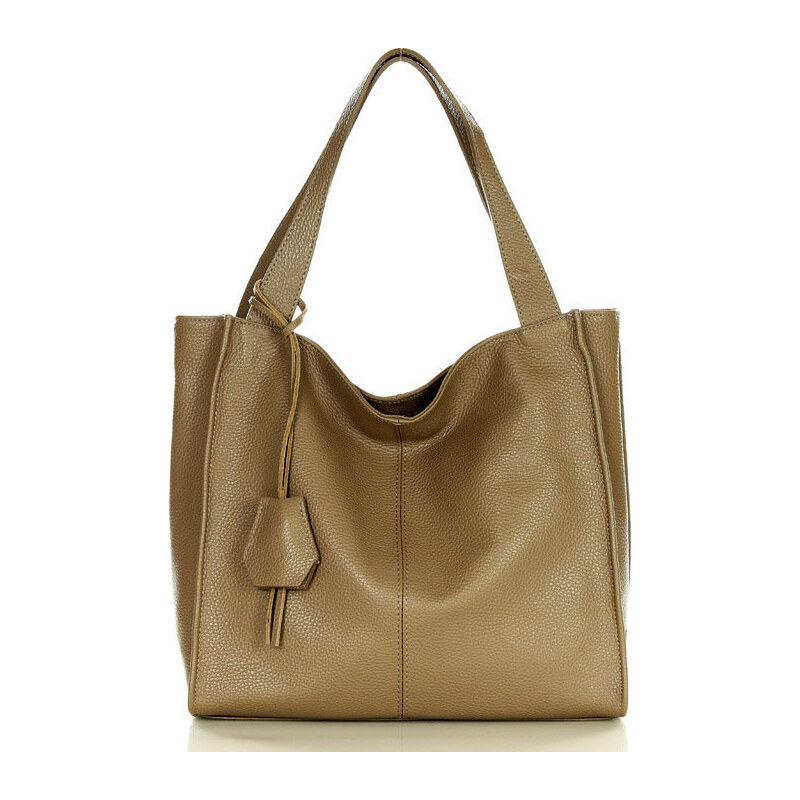 MARCO MAZZINI Béžová taupe dámska kožená shopper kabelka (s139o) 34989284