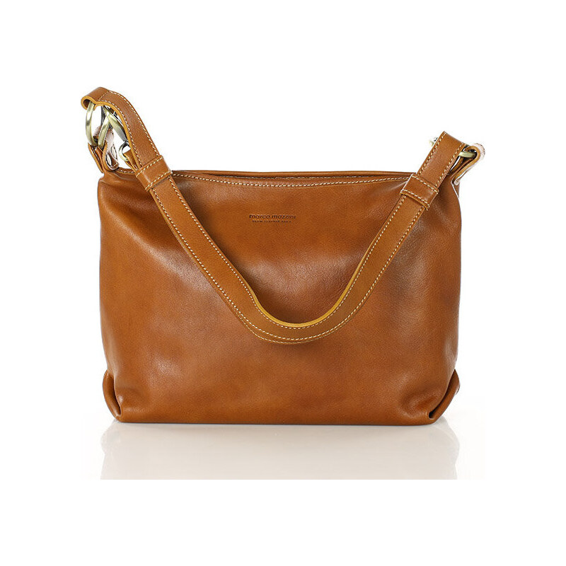 MARCO MAZZINI camel luxusná kožená kabelka (414a) 52672554