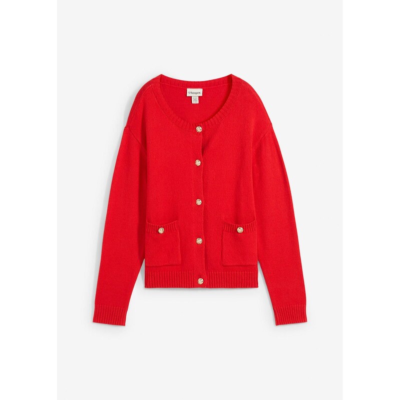 bonprix Pletený sveter s vreckami, farba červená 61718496