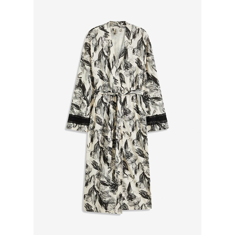 bonprix Kimonový župan s viskózou, farba béžová 61718577