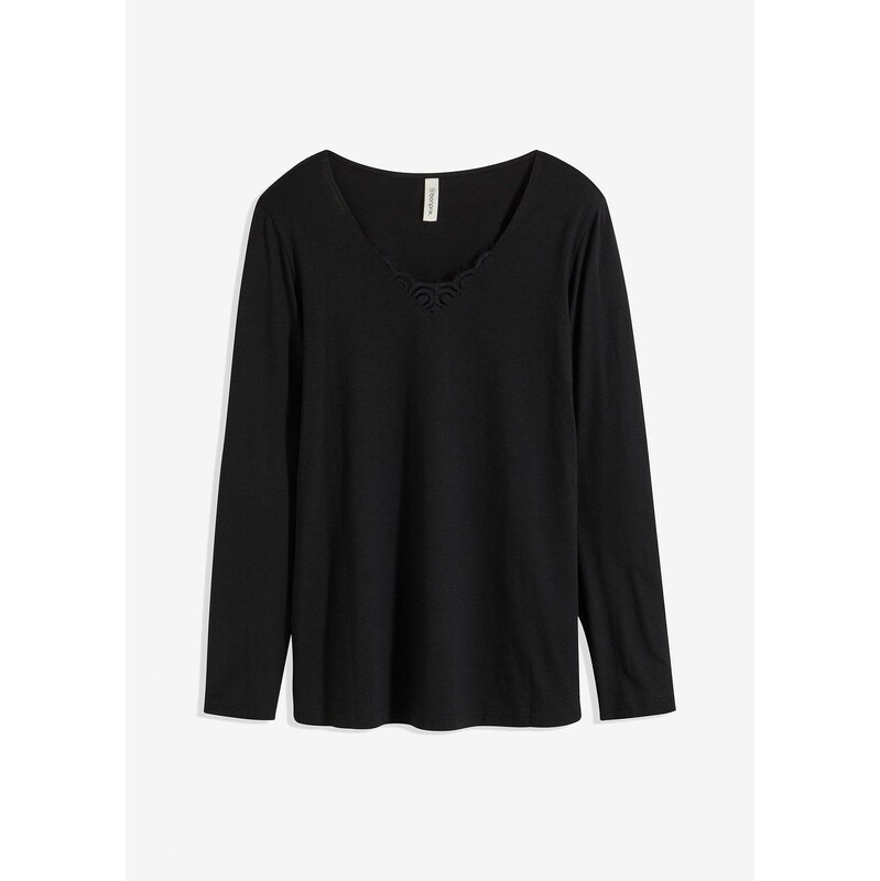 bonprix Pyžamové tričko z viskózy, farba čierna 61718570