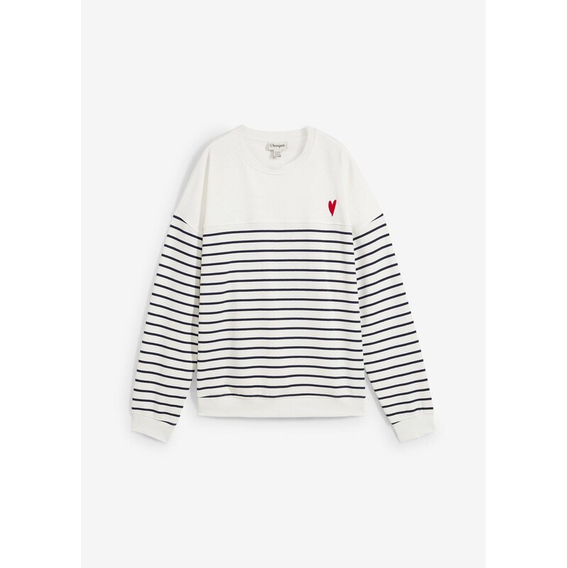 bonprix Oversize mikina z bavlneného mixu, farba biela 61718608
