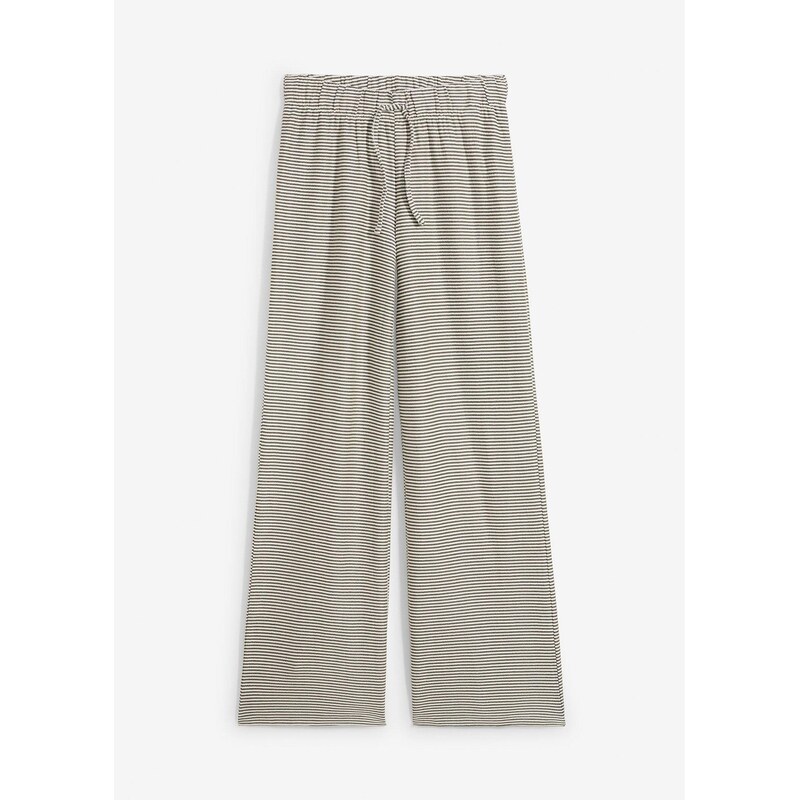 bonprix Džersejové nohavice, pásikované, so šnúrkou, farba čierna 61718642