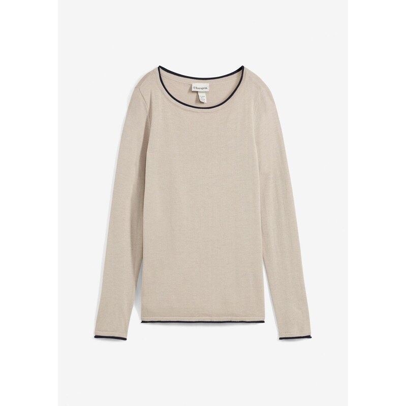 bonprix Jemne pletený pulóver bavlneného mixu, farba šedá 61718765