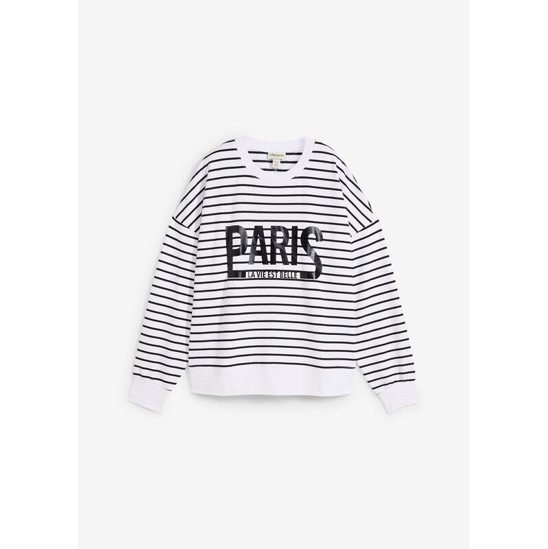 bonprix Mikina Oversize z bavlneného mixu, farba biela 61718751