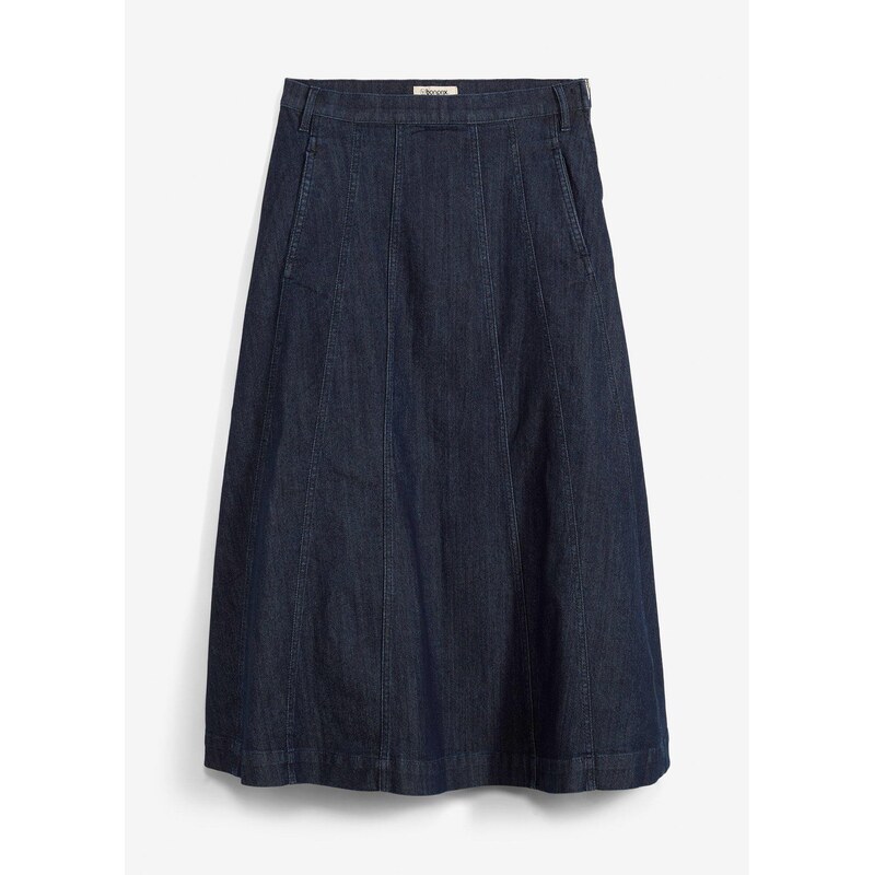bonprix Džínsová sukňa, midi, farba modrá 61718815