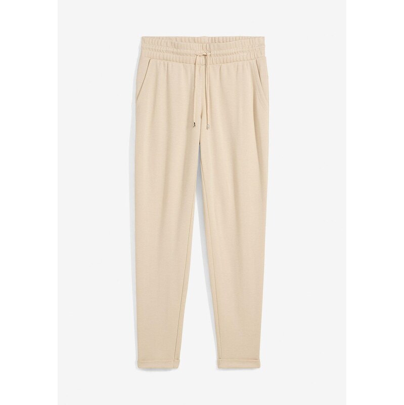 bonprix Nohavice bez zapínania, z viskózového mixu, farba béžová 61718930