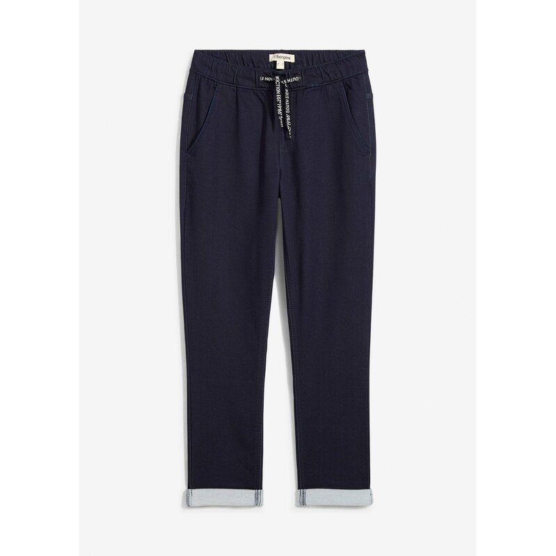 bonprix Mikinové džínsy s pohodlným pásom, stredá výška pásu, farba 61718944