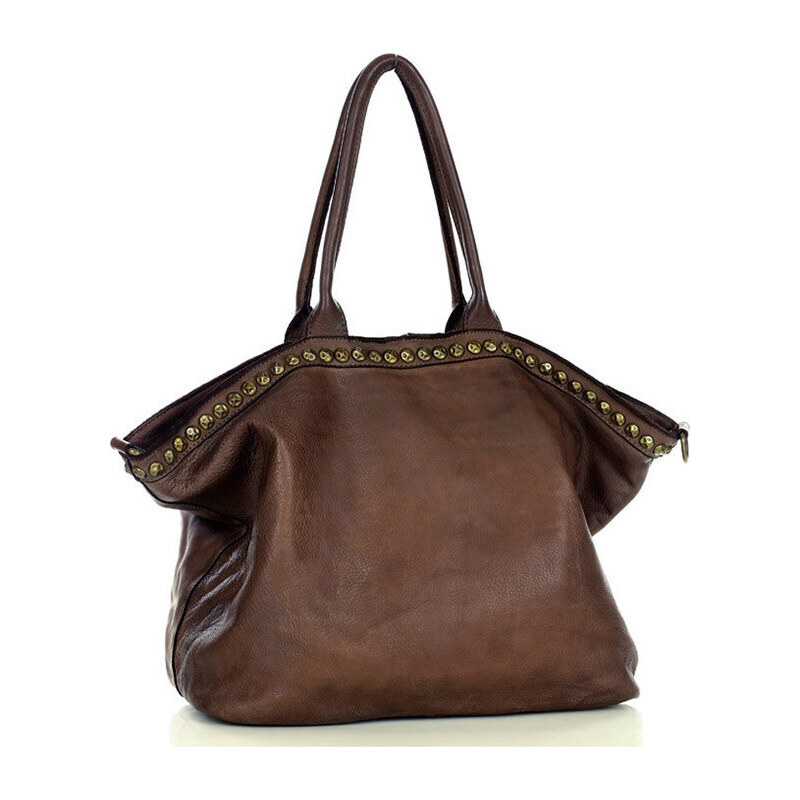 Genuine Leather MARCO MAZZINI Hnedá shopper bag s nitmi (v95f) 29045891