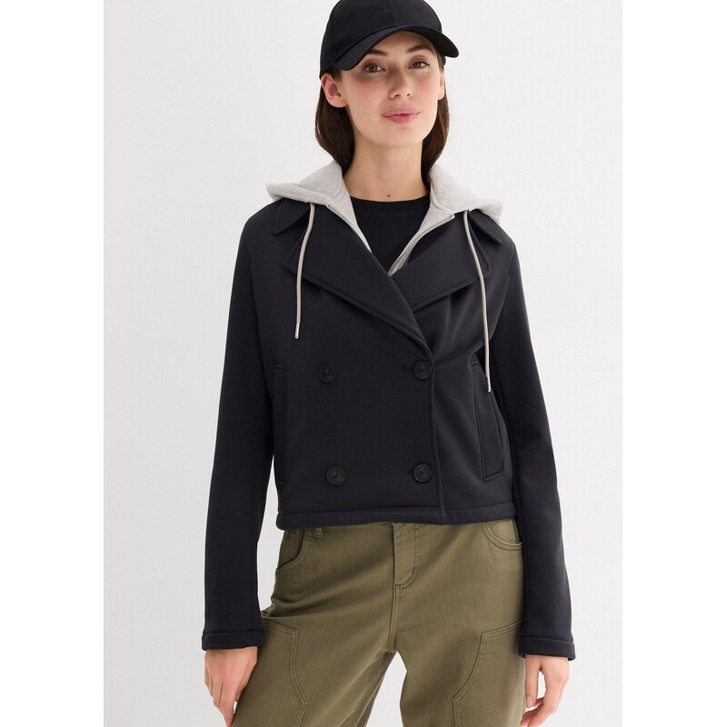 bonprix Bunda s ozdobnou kapucňou, farba čierna 61718462