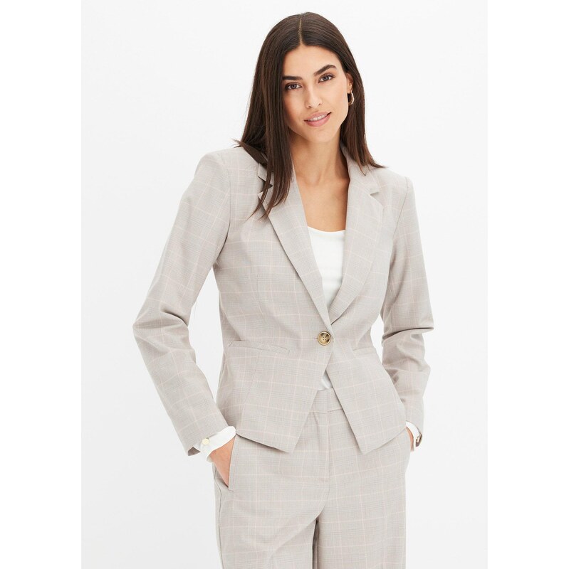 bonprix Károvaný blejzer, farba šedá 61718636