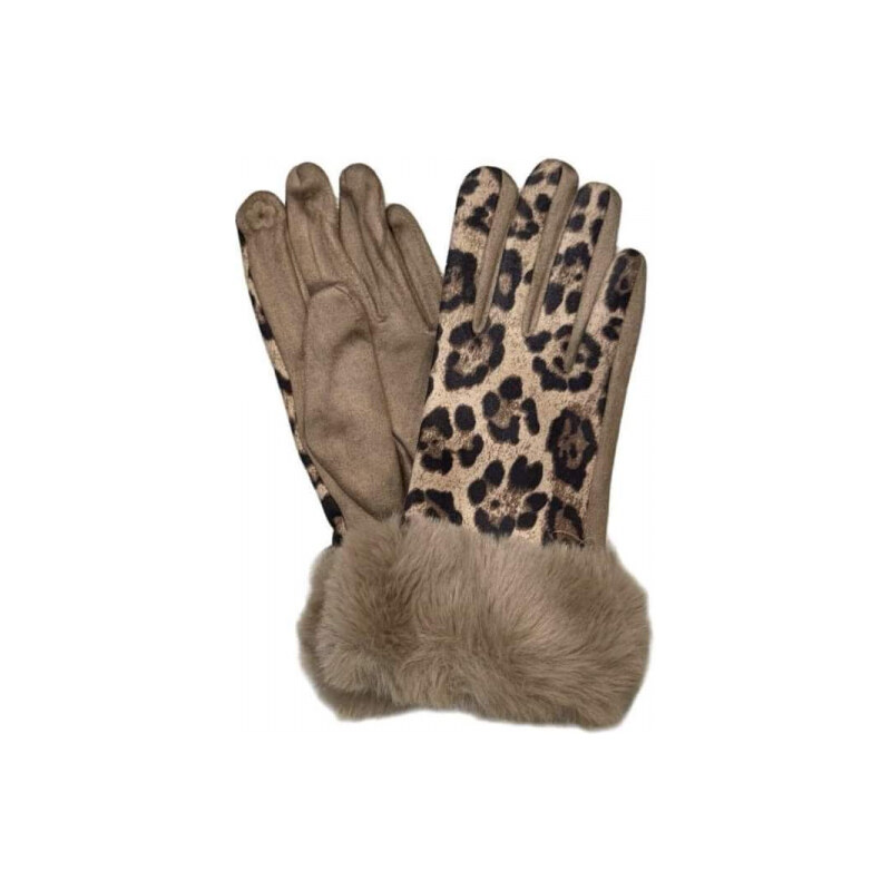 E-shop Katrins Fashion Kožušinové tigrované rukavičky