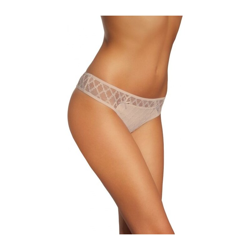 Gabidar Bavlnené tangá s čipkou Aimee 93 béžové, Farba béžová 20153486