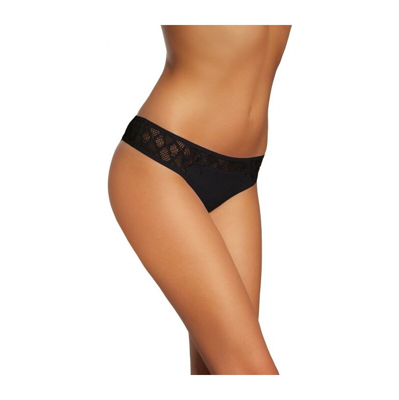 Gabidar Bavlnené tangá s čipkou Aimee 93 čierne, Farba čierna 20153488